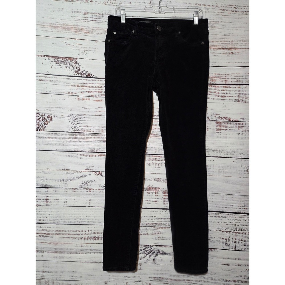 Kut from the Kloth Mia Toothpick Skinny Black Corduroy Pants Womens 8